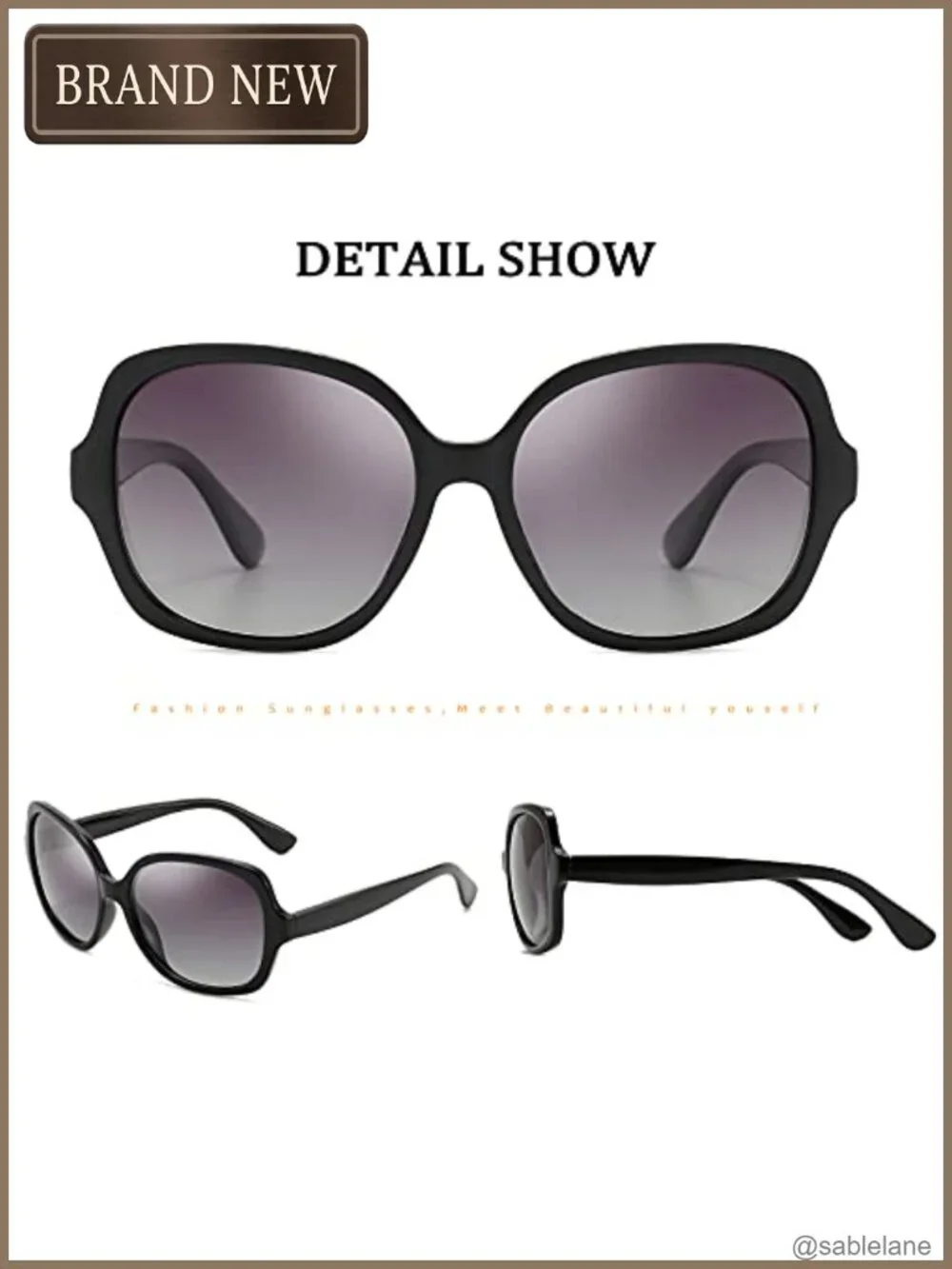 Oversized Polarized Square Sunglasses UV Protection Women Men Retro Shades